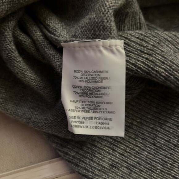 J. Crew 100% gray cashmere sweater w coppery metallized ruffles  M - Picture 7 of 7